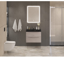 Тумба с раковиной BelBagno MARINO-600 Rovere Grigio, раковина черная  BB600/450-LV-ART-AST-NERO