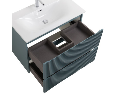 Тумба с раковиной подвесная 80 см, BelBagno UNO-800-2C-SO-AO Голубой матовый, раковина белая BB-8099-80