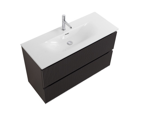 Тумба с раковиной подвесная 100 см, BelBagno UNO-MINI-1000-2C-SO-GSO Темно-Серый матовый, раковина белая BB-8099-3-100