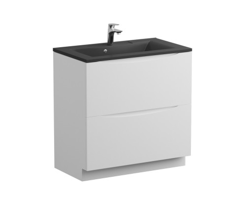 Тумба с раковиной напольная BelBagno MARINO-800 Bianco Lucido, раковина чёрная BB800/450-LV-ART-PR-NERO