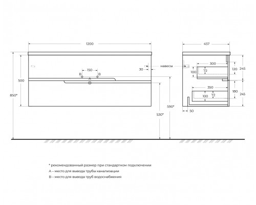 Мебель для ванной подвесная CEZARES DUET-N-1200-2C-SO-PS-P Фисташковый Софт