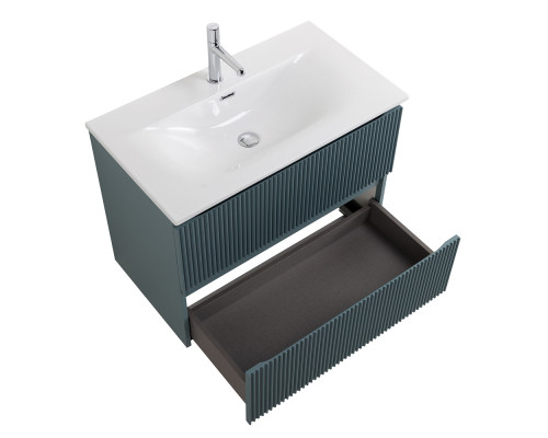 Тумба с раковиной подвесная 90 см, BelBagno UNO-900-2C-SO-AO Голубой матовый, раковина белая BB-8099-90