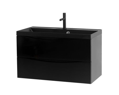 Тумба с раковиной подвесная BelBagno MARINO-800 Nero Lucido, раковина черная BB800/450-LV-ART-AST-NERO