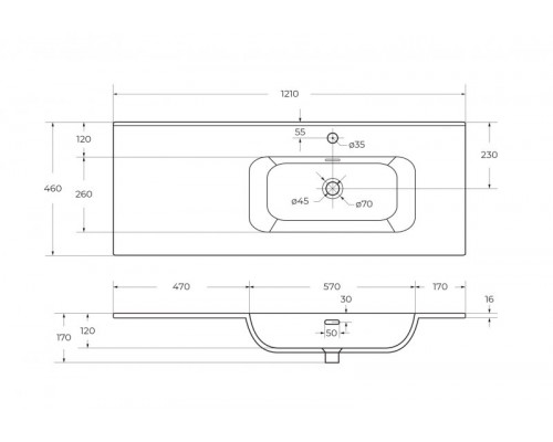 Мебель для ванной подвесная правосторонняя CEZARES DUET-N-1200-2C-SO-BL-R Bianco Lucido эмаль