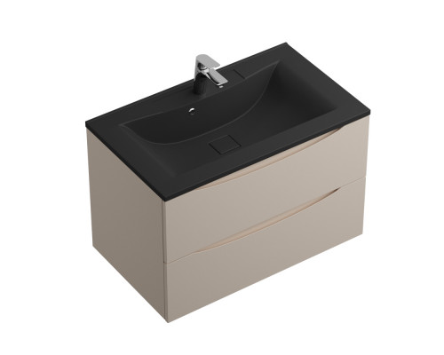 Тумба с раковиной подвесная BelBagno MARINO-800 Crema Opaco, раковина черная BB800/450-LV-ART-PR-NERO