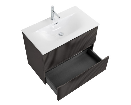 Тумба с раковиной подвесная 80 см, BelBagno UNO-800-2C-SO-GSO Темно-Серый матовый, раковина белая BB-8099-80