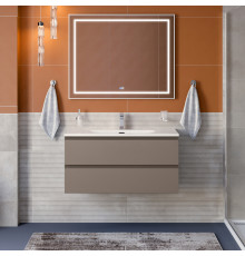 Тумба с раковиной подвесная BelBagno KRAFT-1000-2C-SO-CO, 100 см, Бежевый Матовый, раковина белая BB-8099-100