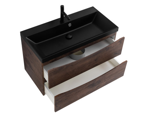Тумба с раковиной подвесная BelBagno MARINO-800 Rovere Moro, раковина черная BB800/450-LV-ART-AST-NERO