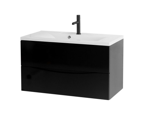 Тумба с раковиной подвесная BelBagno MARINO-800 Nero Lucido, раковина белая BB800/450-LV-MR-AST