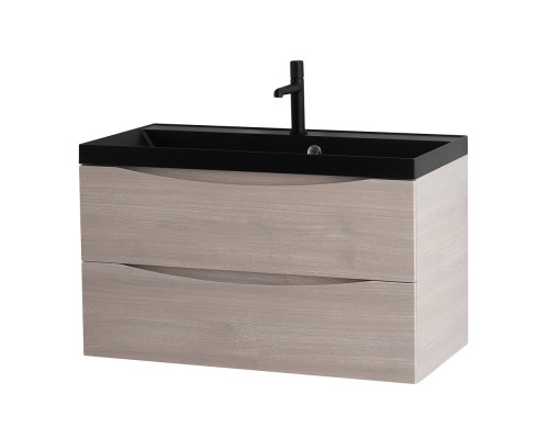 Тумба с раковиной подвесная BelBagno MARINO-800 Rovere Grigio, раковина черная BB800/450-LV-ART-AST-NERO