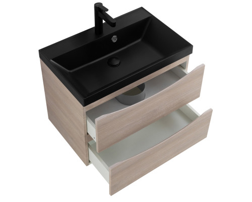 Тумба с раковиной BelBagno MARINO-600 Rovere Grigio, раковина черная  BB600/450-LV-ART-AST-NERO