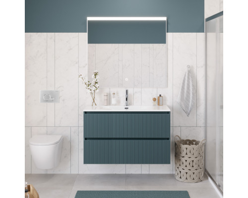 Тумба с раковиной подвесная 120 см, BelBagno UNO-1200-2C-SO-AO Голубой матовый, раковина белая BB-8099-120