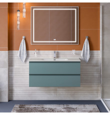 Тумба с раковиной подвесная BelBagno KRAFT-1000-2C-SO-AO Голубой матовый, раковина белая BB1000ETL