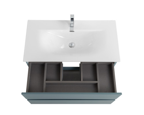 Тумба с раковиной подвесная BelBagno KRAFT-800-2C-SO-AO, 80 см, Голубой Матовый, раковина белая BB-8099-80