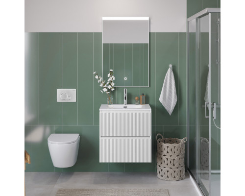 Тумба с раковиной подвесная 60 см, BelBagno UNO-MINI-600-2C-SO-BO Белая матовая, раковина белая BB-8099-3-60