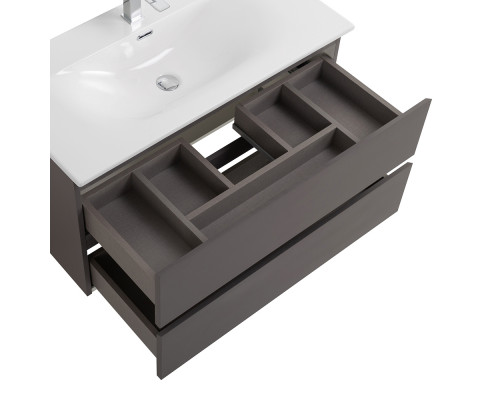 Тумба с раковиной подвесная BelBagno KRAFT-800-2C-SO-GSO, 80см, Темно-Серый Матовый, раковина белая BB-8099-80