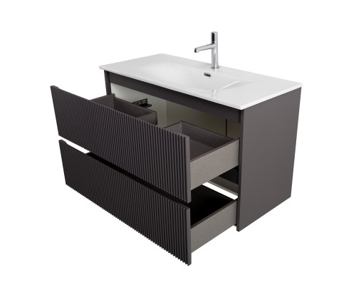 Тумба с раковиной подвесная 100 см, BelBagno UNO-1000-2C-SO-GSO Темно-Серый матовый, раковина белая BB-8099-100