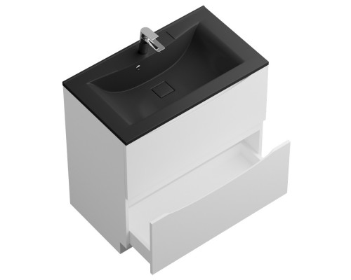 Тумба с раковиной напольная BelBagno MARINO-800 Bianco Lucido, раковина чёрная BB800/450-LV-ART-PR-NERO