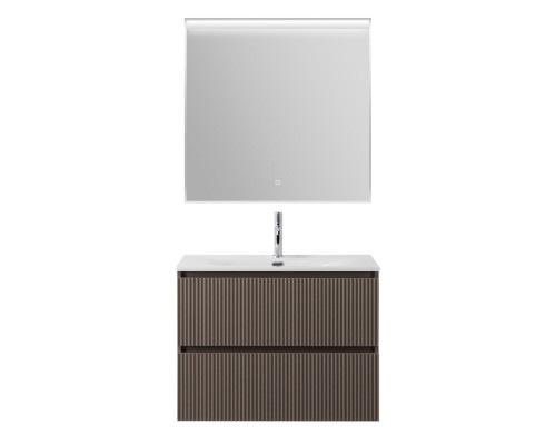 Тумба с раковиной подвесная 80 см, BelBagno UNO-800-2C-SO-CO Бежевый матовый, раковина белая BB-8099-80