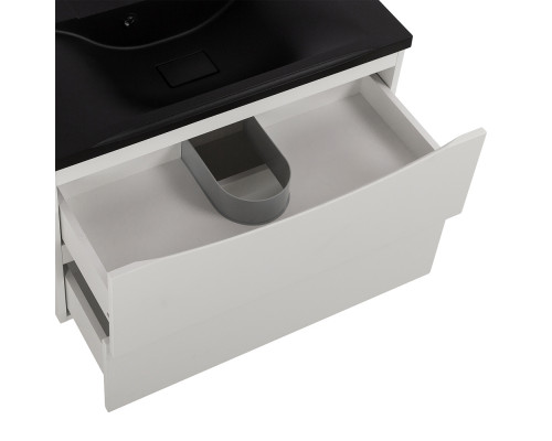 Тумба с раковиной подвесная BelBagno Marino-800, Bianco Lucido, раковина черная BB800/450-LV-ART-PR-NERO