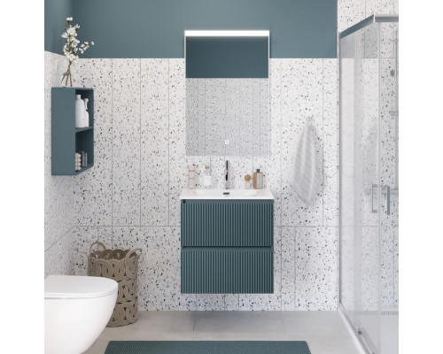 Тумба с раковиной подвесная 50 см, BelBagno UNO-MINI-500-2C-SO-AO Голубой матовый, раковина белая BB-8099-3-50