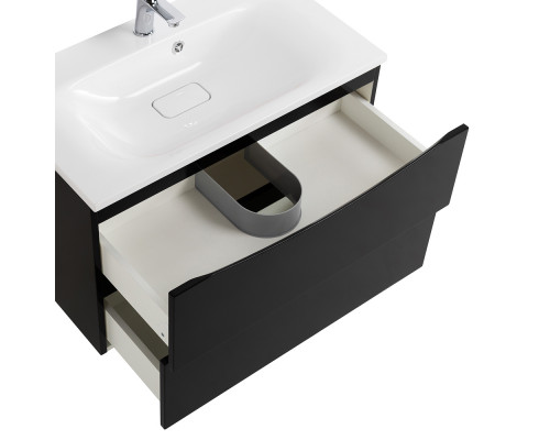 Тумба с раковиной подвесная BelBagno MARINO-800 Nero Lucido, раковина белая BB800/450-LV-MR-FT