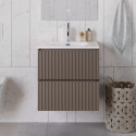 Тумба с раковиной подвесная 70 см, BelBagno UNO-700-2C-SO-CO Бежевый матовый, раковина белая BB-8099-70
