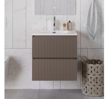 Тумба с раковиной подвесная 70 см, BelBagno UNO-700-2C-SO-CO Бежевый матовый, раковина белая BB-8099-70