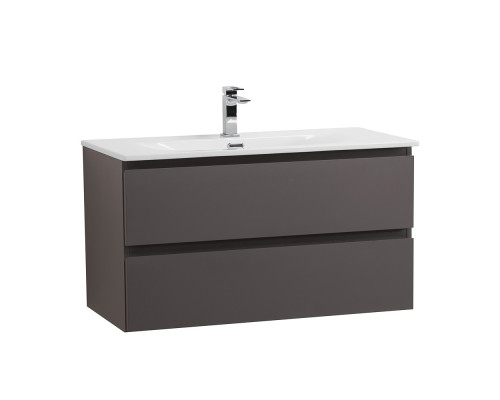 Тумба с раковиной подвесная BelBagno KRAFT-1000-2C-SO-GSO, 100см, Темно-Серый Матовый, раковина белая BB-8099-100