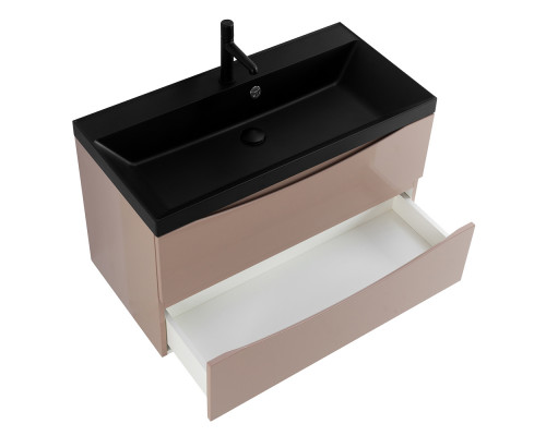 Тумба с раковиной подвесная BelBagno MARINO-800 Capucino Lucido, раковина черная BB800/450-LV-MR-AST-NERO