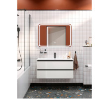 Тумба подвесная с керамической раковиной, CEZARES PLANE-1000-2C-SO-BL, белая  глянцевая, раковина CZR-8002-100