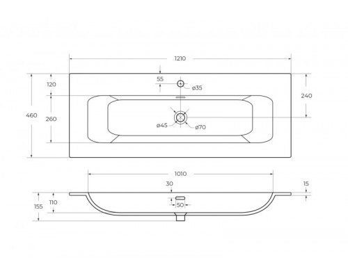 Мебель для ванной подвесная CEZARES DUET-N-1200-2C-SO-SPF-P Sapfiro