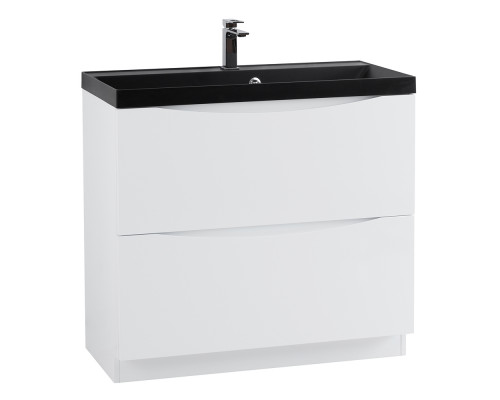 Тумба с раковиной напольная BelBagno MARINO-800 Bianco Lucido, раковина чёрная BB800/450-LV-ART-AST-NERO