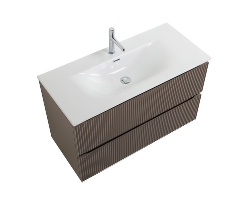 Тумба с раковиной подвесная 100 см, BelBagno UNO-1000-2C-SO-CO Бежевый матовый, раковина белая BB-8099-100