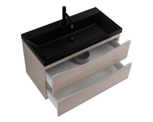 Тумба с раковиной подвесная BelBagno MARINO-800 Rovere Grigio, раковина черная BB800/450-LV-ART-AST-NERO