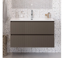 Тумба с раковиной подвесная 100 см, BelBagno UNO-MINI-1000-2C-SO-СO Бежевый матовый, раковина белая BB-8099-3-100