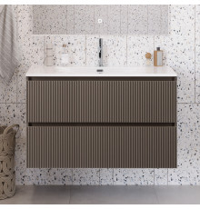 Тумба с раковиной подвесная 100 см, BelBagno UNO-MINI-1000-2C-SO-СO Бежевый матовый, раковина белая BB-8099-3-100