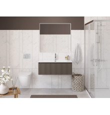 Тумба с раковиной подвесная 100 см, BelBagno UNO-1000-1C-SO-CO Бежевый матовый, раковина белая BB-8099-100