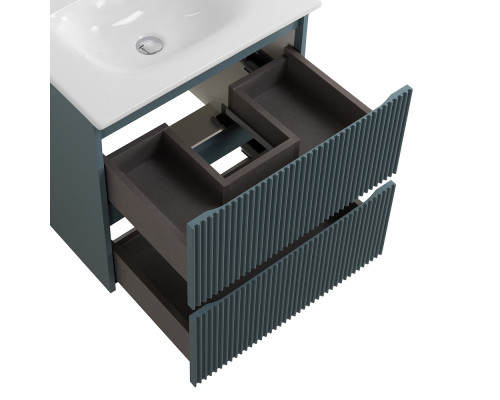 Тумба с раковиной подвесная 60 см, BelBagno UNO-MINI-600-2C-SO-AO Голубой матовый, раковина белая BB-8099-3-60