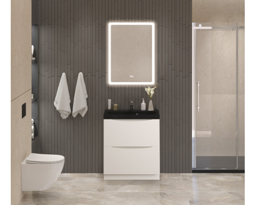 Тумба с раковиной напольная BelBagno MARINO-700 Bianco Lucido, раковина черная BB700/450-LV-ART-AST-NERO
