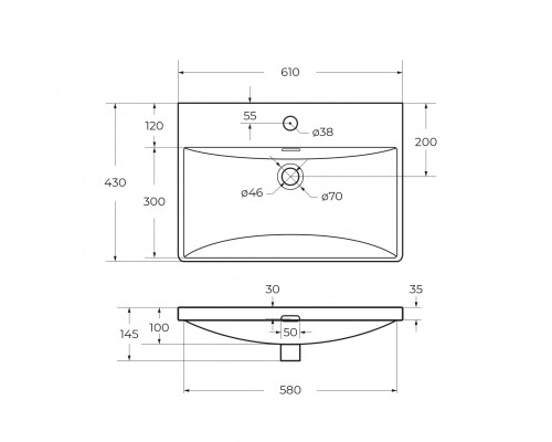 Подвесная тумба с раковиной Belbagno DUE 60 см Rovere Nature DUE-600-2C-SO-RN-P + BB-8076-3-60