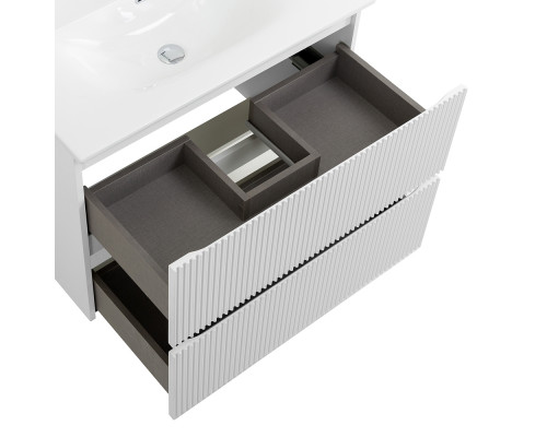 Тумба с раковиной подвесная 80 см, BelBagno UNO-800-2C-SO-BO Bianco Opaco, раковина белая BB-8099-80