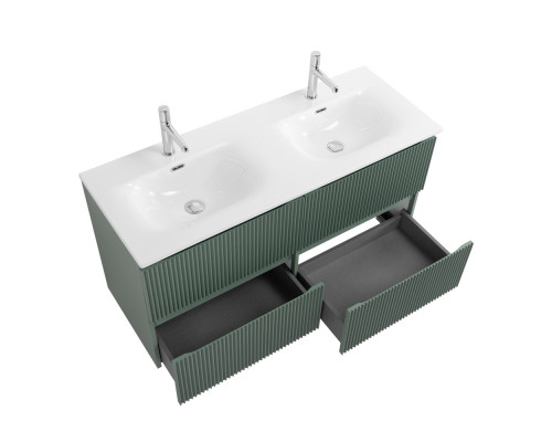 Тумба с раковиной подвесная 120 см, BelBagno UNO-1200-4C-SO-VO Еловый матовый, раковина белая BB-8099-120-2 с 2-я чашами