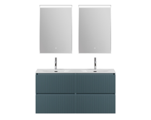 Тумба с раковиной подвесная 120 см, BelBagno UNO-1200-4C-SO-AO Голубой матовый, раковина белая BB-8099-120-2 с 2-я чашами