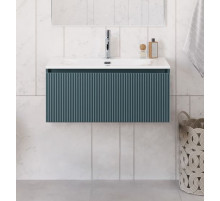 Тумба с раковиной подвесная 80 см, BelBagno UNO-800-1C-SO-AO Голубой матовый, раковина белая BB-8099-80