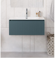 Тумба с раковиной подвесная 80 см, BelBagno UNO-800-1C-SO-AO Голубой матовый, раковина белая BB-8099-80