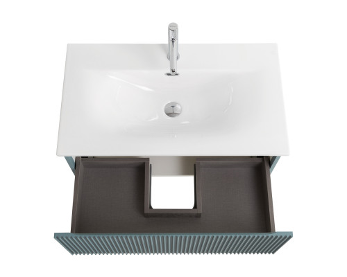 Тумба с раковиной подвесная 80 см, BelBagno UNO-800-1C-SO-AO Голубой матовый, раковина белая BB-8099-80