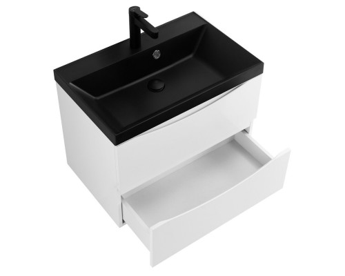 Тумба с раковиной подвесная BelBagno MARINO-600 Bianco Opaco, раковина чёрная BB600/450-LV-ART-AST-NERO