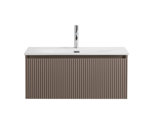 Тумба с раковиной подвесная 80 см, BelBagno UNO-800-1C-SO-CO Бежевый матовый, раковина белая BB-8099-80