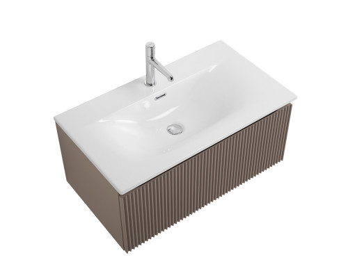 Тумба с раковиной подвесная 80 см, BelBagno UNO-800-1C-SO-CO Бежевый матовый, раковина белая BB-8099-80